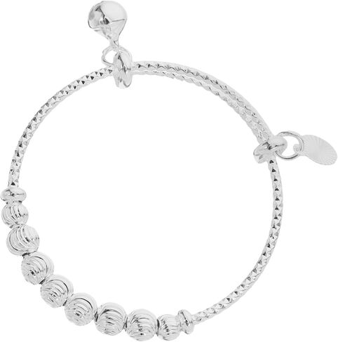 Veemoon Sterling Silver Baby Bangle Bracelet Bells Infant Jewelry for Newborn Girls for Baby Showers and Birthdays Celestial Pattern in Saudi Arabia