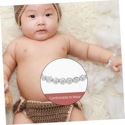 Veemoon Sterling Silver Baby Bangle Bracelet Bells Infant Jewelry for Newborn Girls for Baby Showers and Birthdays Celestial Pattern in Saudi Arabia