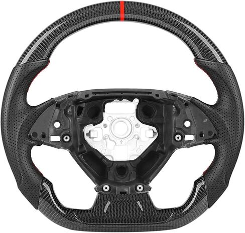 Real Carbon Fiber Steering Wheel for Chevy Camaro 2016-2026, Track Style D-Shape Flat Bottom Non-Slip Perforated Leather Grip, Replacement Interior Upgrade, for SS ZL1 LT RS LS LT in Kuwait
