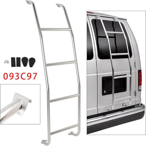 Topteng الفولاذ المقاوم للصدأ 4-Step Van Ladder Rear Step سلم 093C97 لسيارة CHEVROLET Express 1500/2500/3500 1997-2024، لـ GMC Savana 1500/2500/3500 1997-2024 in Kuwait