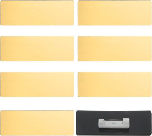 8 PCS Gold Name Tag Pin Blank Name Plates 1 X 3 Inches Blank Names Tags Badge Brushed Engraved Metal Names Plate Gold Round Corners Pin Reusable ID Nametags for Office Employee Custom Workers Students in Kuwait