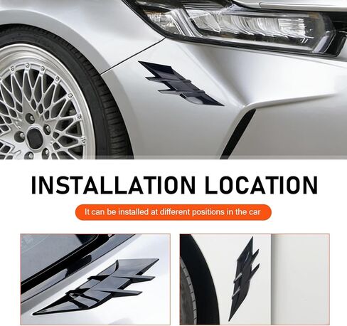 2 PCS Car Fender Side Vents, Waterproof Air Wing Vent Trim Sticker, Personalization Spoiler Body Decoration Cover, Universal for Most Cars (Black) in Saudi Arabia