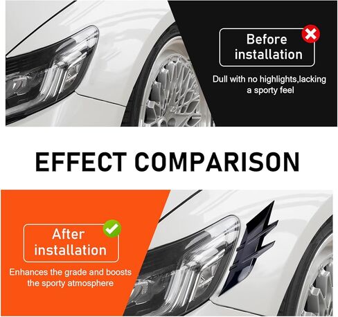 2 PCS Car Fender Side Vents, Waterproof Air Wing Vent Trim Sticker, Personalization Spoiler Body Decoration Cover, Universal for Most Cars (Black) in Saudi Arabia