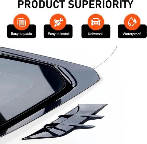 2 PCS Car Fender Side Vents, Waterproof Air Wing Vent Trim Sticker, Personalization Spoiler Body Decoration Cover, Universal for Most Cars (Black) in Saudi Arabia