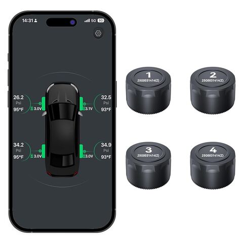 نظام مراقبة ضغط الإطارات B-Qtech RV مع 4 أجهزة استشعار خارجية، TPMS لاسلكي لشاحنة سيارة مقطورة، 6 أوضاع إنذار تدعم iOS وAndroid، عرض الضغط/درجة الحرارة في الوقت الحقيقي in Kuwait