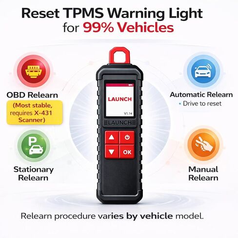 LAUNCH X431 i-TPMS Service Tool, 315/433MHz TPMS Reset for DIY & Shops, Activate All OE Sensors & Program LAUNCH Sensors ONLY, Read/Clear DTCs to Turn Off Light (Requires X431 Scanner), Work with App in Saudi Arabia