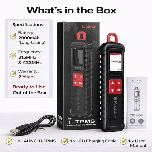 LAUNCH X431 i-TPMS Service Tool, 315/433MHz TPMS Reset for DIY & Shops, Activate All OE Sensors & Program LAUNCH Sensors ONLY, Read/Clear DTCs to Turn Off Light (Requires X431 Scanner), Work with App in Saudi Arabia