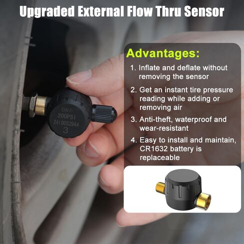 B-Qtech Tire Pressure Monitoring System Solar TPMS w/8 Flow Thru Sensors & Signal Repeater - Long Range Transmission for RV/Truck/Trailer/Camper, 7 Alert Modes Real Time Monitoring (0-199 PSI) in Saudi Arabia