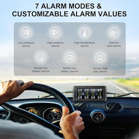 B-Qtech Tire Pressure Monitoring System Solar TPMS w/8 Flow Thru Sensors & Signal Repeater - Long Range Transmission for RV/Truck/Trailer/Camper, 7 Alert Modes Real Time Monitoring (0-199 PSI) in Saudi Arabia