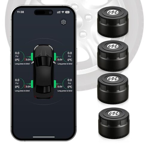 Moman RV Tire Pressure Monitoring System, Car TPMS Sensors Set of 4, Tire Pressure and Temperature Alarm, Wireless Tire Pressure Sensor, Only Support iOS in Saudi Arabia