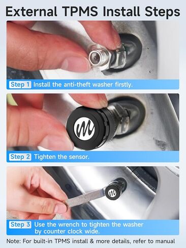 Moman RV Tire Pressure Monitoring System, Car TPMS Sensors Set of 4, Tire Pressure and Temperature Alarm, Wireless Tire Pressure Sensor, Only Support iOS in Saudi Arabia