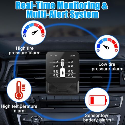 نظام مراقبة ضغط الإطارات B-Qtech TPMS مع 8 أجهزة استشعار لمراقبة الضغط/درجة الحرارة في الوقت الحقيقي، مراقبة ذكية للسيارة/الشاحنة/RV/المقطورة/التخييم (0-108 رطل لكل بوصة مربعة) in Kuwait