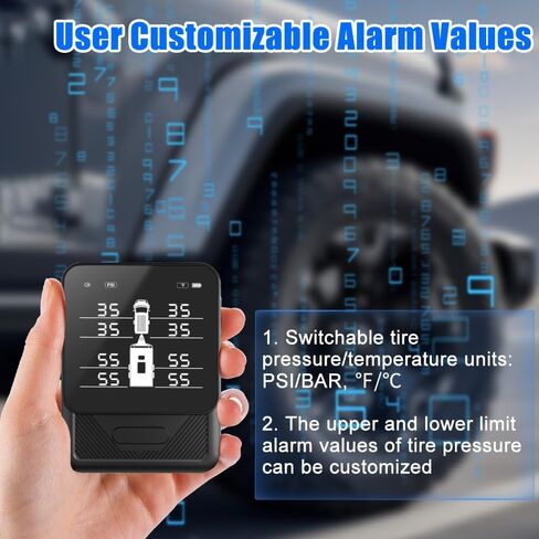 نظام مراقبة ضغط الإطارات B-Qtech TPMS مع 8 أجهزة استشعار لمراقبة الضغط/درجة الحرارة في الوقت الحقيقي، مراقبة ذكية للسيارة/الشاحنة/RV/المقطورة/التخييم (0-108 رطل لكل بوصة مربعة) in Kuwait