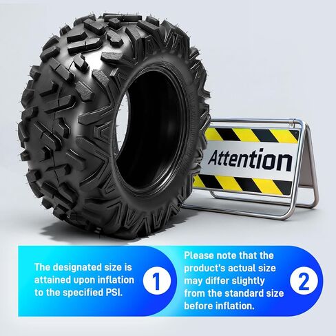 إطارات TRIBLE SIX 24x11-10 ATV UTV، 6 إطارات PR لجميع التضاريس 24x11x10 لمسار الطين الرملي، نمط القرن الكبير غير الاتجاهي، بدون أنبوب (عبوة من 2) in Kuwait