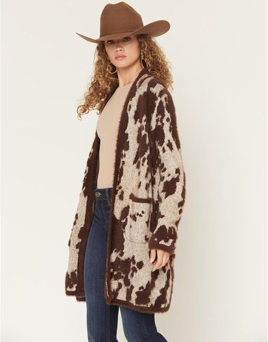 Shyanne Women's Cow Print Eyelash Knit Cardigan - SWHO25SW3-CRM XX- US Cream in Saudi Arabia