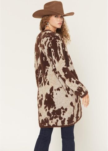 Shyanne Women's Cow Print Eyelash Knit Cardigan - SWHO25SW3-CRM XX- US Cream in Saudi Arabia