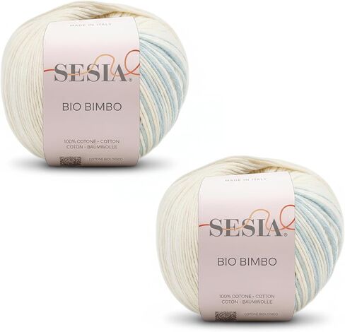 2 Skeins, 100% Organic Cotton, Multicolor Yarn, 392Yds/3.5 oz., Needles US 1.5-2.5, Sesia Bio Bimbo, for Knitting and Crocheting (2, Multicolor - 3210) in Saudi Arabia