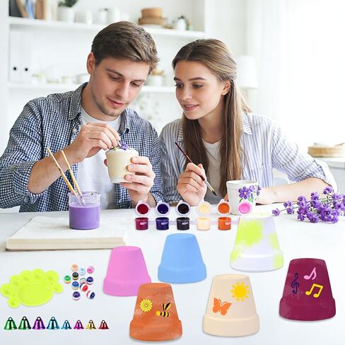 6 أجهزة كمبيوتر مثال عيد الهالوين الأواني النضرة لطلاءات الطلاء-5 ألوان السيراميك غير الملحوظة لطلاء طقم الحرف الطلاء الخاص بك من الطين السيراميك الأواني ديي هالوين للأطفال in Kuwait