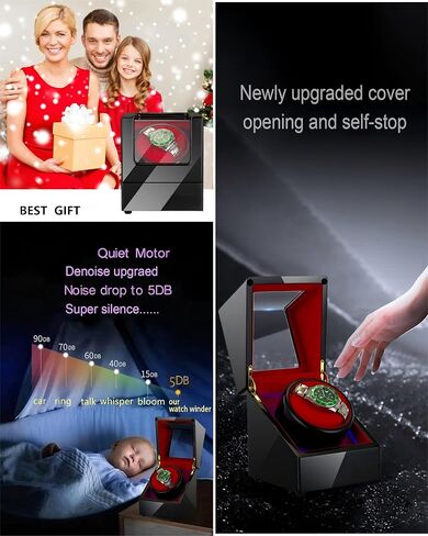 Watch Winders For Automatic Watches ，1/2/4 Watch Winder with Quiet Motor, Automatic Watch Winder With Led Light, Watch Winde With Four Rotation Modes,Soft quality watch pillow，Best Gift (7.6) in Saudi Arabia