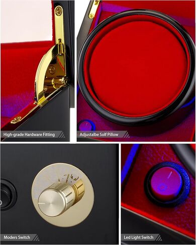 Watch Winders For Automatic Watches ，1/2/4 Watch Winder with Quiet Motor, Automatic Watch Winder With Led Light, Watch Winde With Four Rotation Modes,Soft quality watch pillow，Best Gift (7.6) in Saudi Arabia