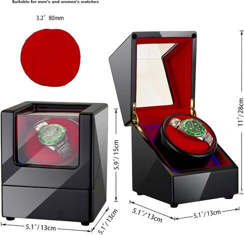 Watch Winders For Automatic Watches ，1/2/4 Watch Winder with Quiet Motor, Automatic Watch Winder With Led Light, Watch Winde With Four Rotation Modes,Soft quality watch pillow，Best Gift (7.6) in Saudi Arabia