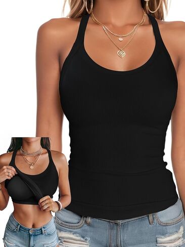 Ninee Womens Tank Tops with Built in Bra Summer Adjustable Spaghetti Straps Camisole Ribbed Cami Tanks in Saudi Arabia