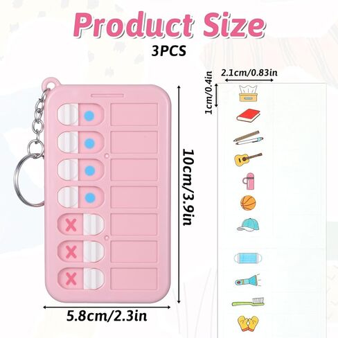 3Pcs Reminder Board, Portable Visual Schedule Keychain, ADHD Tools for Kids for Daily Weekly Planning Memo Checklist Boards in Saudi Arabia