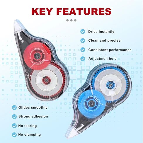 32-Pack Correction Tape with Dispenser, 39.37 ft Each, Fast Clean and Easy-to-Use White Correction Tape Office School Supplies, Random Mixed Colors in Kuwait