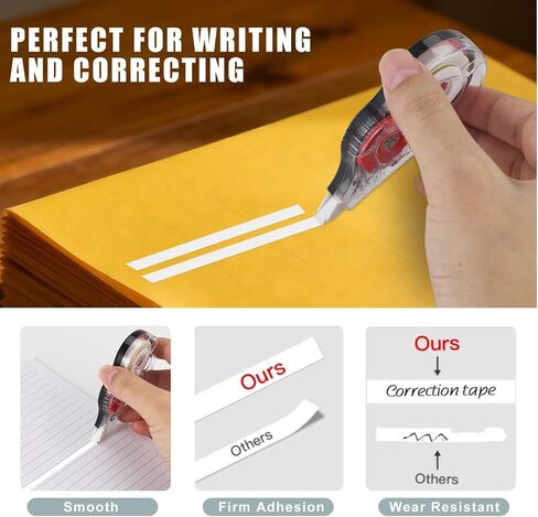 32-Pack Correction Tape with Dispenser, 39.37 ft Each, Fast Clean and Easy-to-Use White Correction Tape Office School Supplies, Random Mixed Colors in Kuwait
