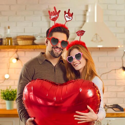 Xinnun 32 قطعة من عصابات رأس عيد الحب نظارات شمسية على شكل قلب كيوبيد إكسسوارات أزياء عيد الحب دعائم تزيين Galantines in Saudi Arabia