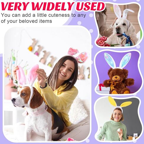 Hotop 24 Pcs LED Easter Bunny Ears Light up Headbands Furry Lighted Bunny Ears Soft Velvety Rabbit Ear Hairbands 4 Styles Rabbit Hair Hoop for Easter Party Cosplay Costume Supplies Accessories in Saudi Arabia