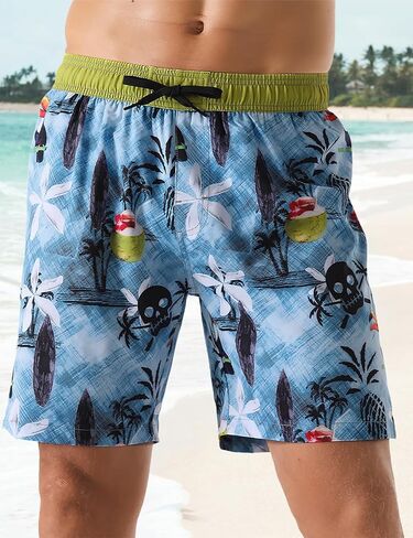 Men's Swimsuit Quick Dry Beach Vacation Printed Boardshorts Mesh Lining in Saudi Arabia