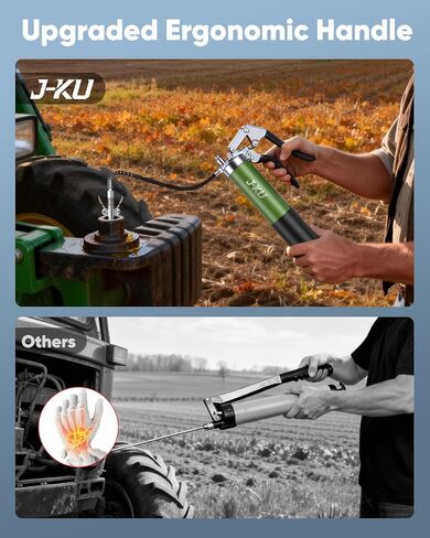 J-KU Grease Gun, 14 oz Manual Pistol Grip Grease Gun Kit – Heavy Duty 8000 PSI High Pressure Grease Gun with Air Bleed Valve for Easy Priming, Flexible Hose & 6 Nozzles for Automotive, Marine, Tractor in Saudi Arabia