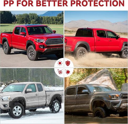YITAMOTOR Fender Flares متوافقة مع 2012-2015 Toyota Tacoma (سرير طويل 73.5 بوصة)، مزخرف باللون الأسود غير اللامع على شكل برشام الجيب الأمامي والخلفي، 6 قطع in Saudi Arabia