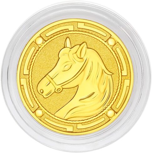 24K Solid Gold Gifts Chinese Zodiac Real Gold Horse Coin Charm Ingot Pendant Fine Jewelry for Women Men Son Daughter A1121009 in Saudi Arabia