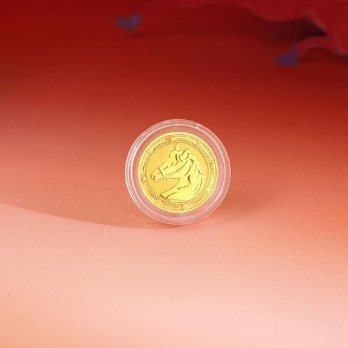 24K Solid Gold Gifts Chinese Zodiac Real Gold Horse Coin Charm Ingot Pendant Fine Jewelry for Women Men Son Daughter A1121009 in Saudi Arabia