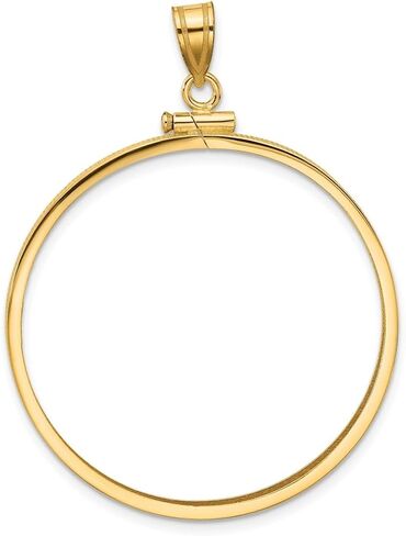 Generic 14k Polished 34.2mm x 2.85mm Screw Top Coin Bezel Pendant, Yellow in Saudi Arabia