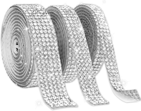 شريط حجر الراين ، 4 لفات لفة من أحجار الراين اللاصقة شرائط 4 ياردة بلينغ راينستون ملصقات الماس أشرطة لفة الكريستال شريط أحجار الكريستال ل DIY الحرف اليدوية أحذية الزفاف حفلة عيد ميلاد الزفاف in Kuwait
