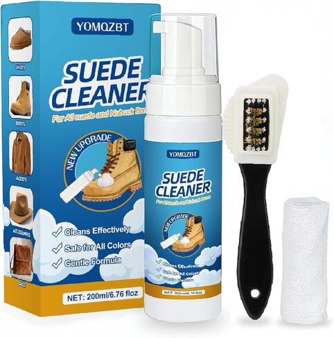 منظف ​​الأحذية من جلد الغزال - منظف أحذية من جلد الغزال وجلد النوبوك بوزن 6.76 أونصة مع فرشاة ومنشفة، منظف جلد الغزال ينظف البقع والأوساخ من جلد الغزال وأحذية النوبوك والأحذية والحقائب والأثاث والمزيد in Kuwait