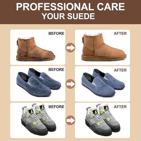 منظف ​​الأحذية من جلد الغزال - منظف أحذية من جلد الغزال وجلد النوبوك بوزن 6.76 أونصة مع فرشاة ومنشفة، منظف جلد الغزال ينظف البقع والأوساخ من جلد الغزال وأحذية النوبوك والأحذية والحقائب والأثاث والمزيد in Kuwait