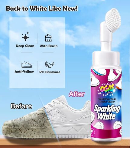 Water-free Sneaker Cleaner, White Shoe Cleaning Kit for Trainer Shoes, Tennis, Running, Golf, PU, Canvas, Rubber and more-150ml/5.3 fl.oz in Saudi Arabia
