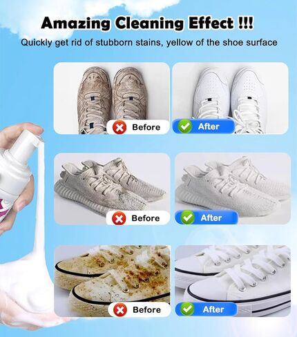Water-free Sneaker Cleaner, White Shoe Cleaning Kit for Trainer Shoes, Tennis, Running, Golf, PU, Canvas, Rubber and more-150ml/5.3 fl.oz in Saudi Arabia