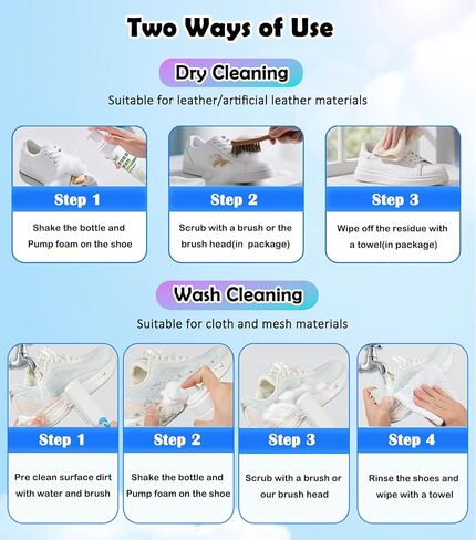 Water-free Sneaker Cleaner, White Shoe Cleaning Kit for Trainer Shoes, Tennis, Running, Golf, PU, Canvas, Rubber and more-150ml/5.3 fl.oz in Saudi Arabia