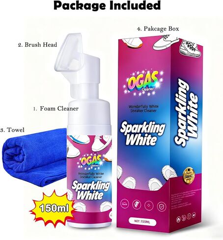 Water-free Sneaker Cleaner, White Shoe Cleaning Kit for Trainer Shoes, Tennis, Running, Golf, PU, Canvas, Rubber and more-150ml/5.3 fl.oz in Saudi Arabia