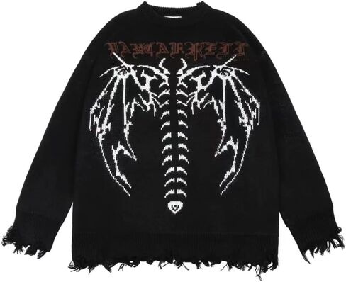 Retro Fairy Grunge Aesthetic Sweater Women Goth Punk Harajuku Tops Y2k Dark Alternative Men Clothes in Saudi Arabia