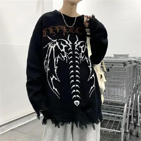 Retro Fairy Grunge Aesthetic Sweater Women Goth Punk Harajuku Tops Y2k Dark Alternative Men Clothes in Saudi Arabia