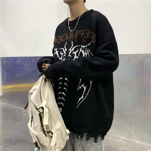 Retro Fairy Grunge Aesthetic Sweater Women Goth Punk Harajuku Tops Y2k Dark Alternative Men Clothes in Saudi Arabia