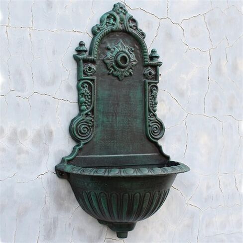 European-Style Retro Die-Casting Craft Aluminum Wash Basin Sink Faucet Home Furnishing Decorative Wall Decoration Courtyard Sink Wall Water Fountain in Saudi Arabia