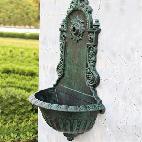 European-Style Retro Die-Casting Craft Aluminum Wash Basin Sink Faucet Home Furnishing Decorative Wall Decoration Courtyard Sink Wall Water Fountain in Saudi Arabia