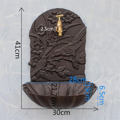 Rustic Cast Iron Wall Mounted Hand Sink with Birds On Flower Branch Signs On European Home Garden Decor Metal Wash Basin Stand Wall Water Fountain in Saudi Arabia